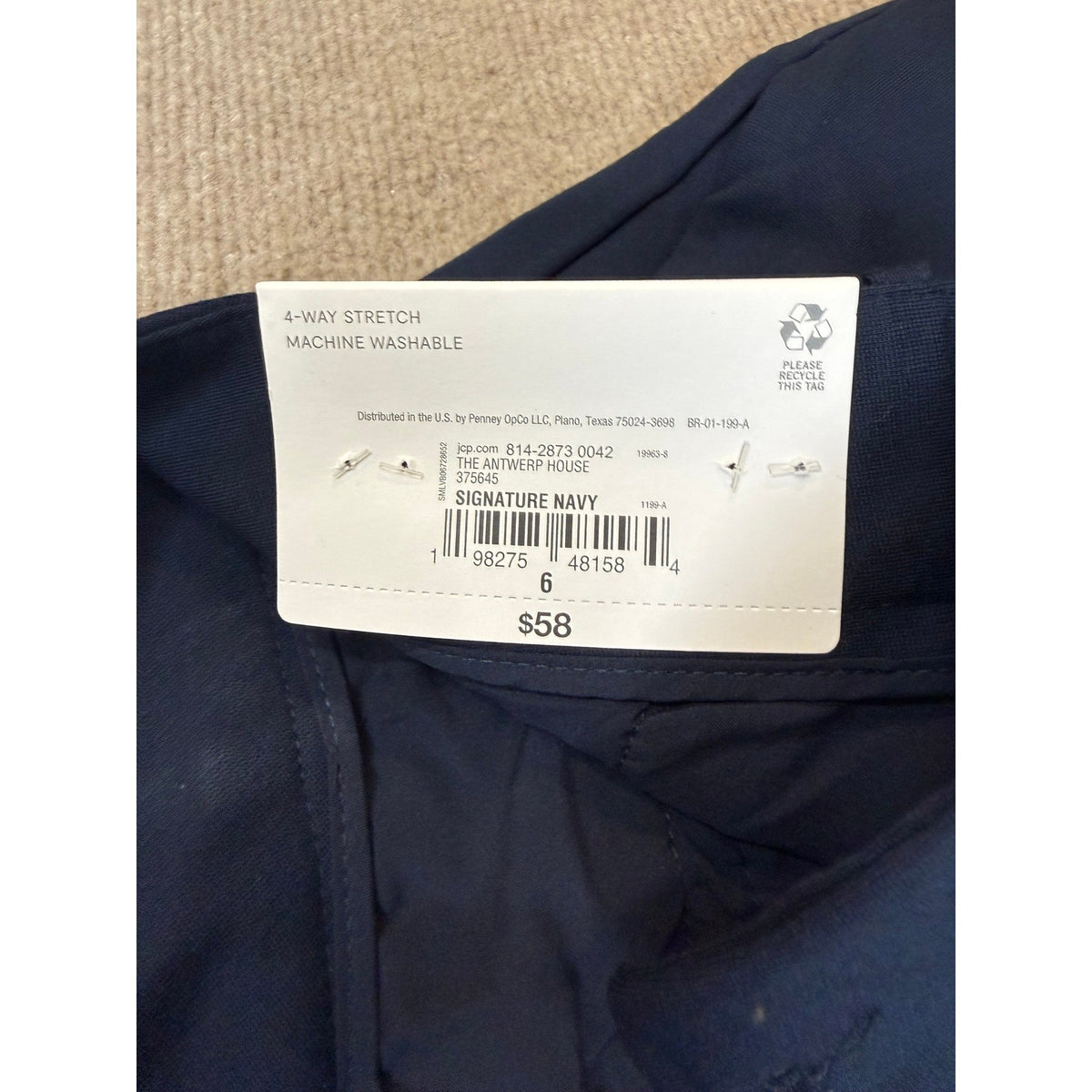 MSRP $58 Liz Claiborne Womens 6 Signature Navy Tapered Leg Trouser Pants