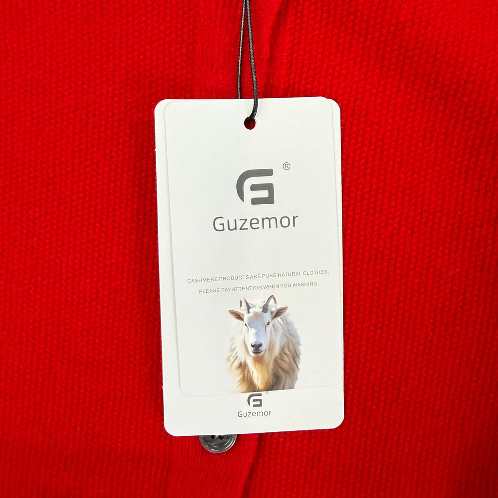 MSRP $78 G Guzemor Women's L Red 100% Merino Wool Cardigan Sweater Crew Neck