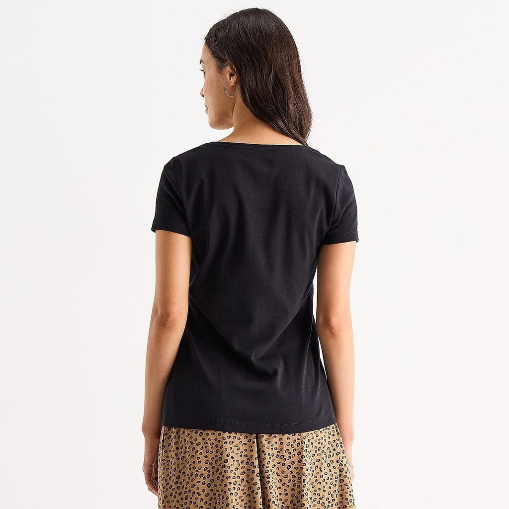 MSRP $20 St. John's Bay Womens L Tall Black Crew Neck Short Sleeve T-Shirt