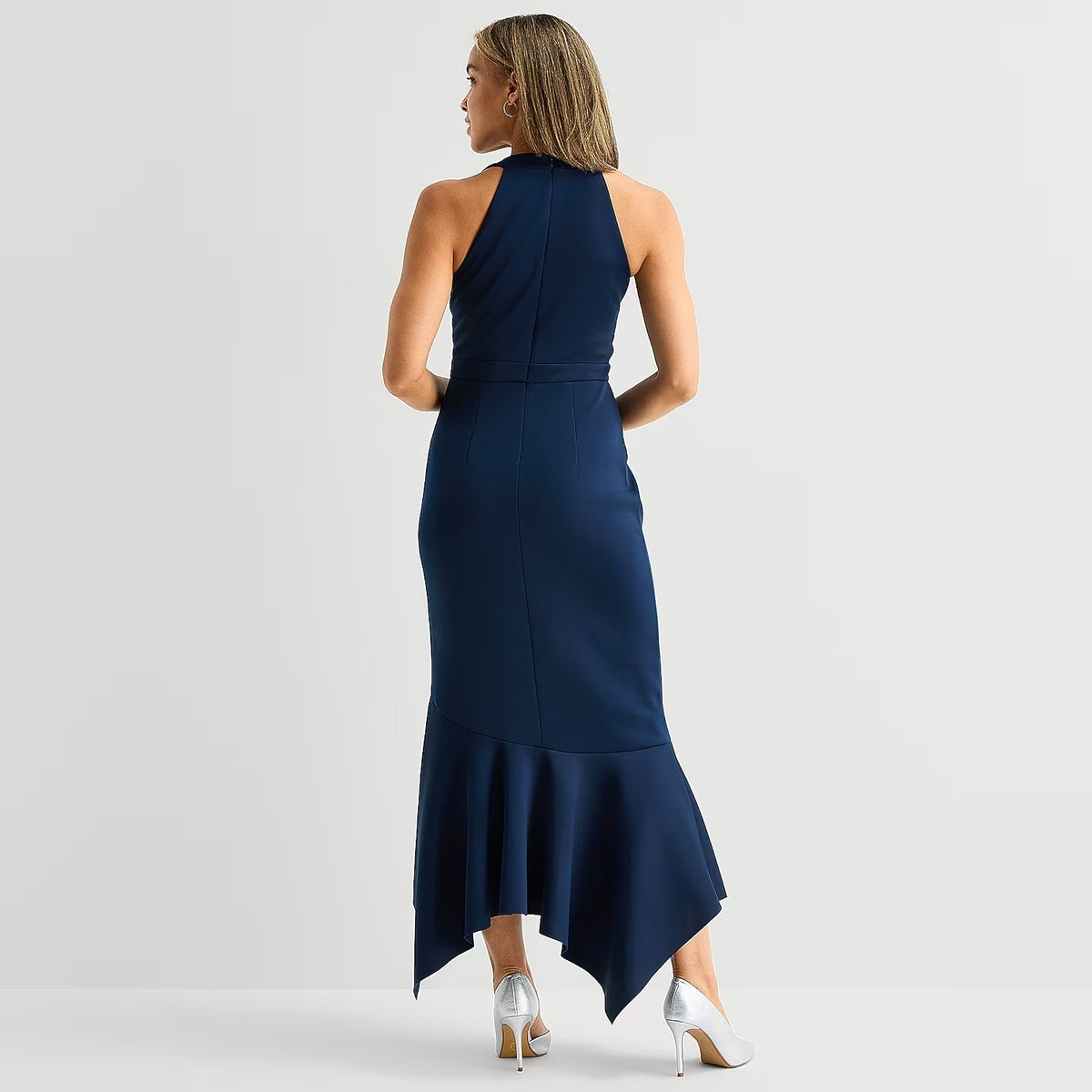 MSRP $110 DJ Jaz Women's 10, 14 Navy High-Low V Neck Sleeveless Evening Gown Dre