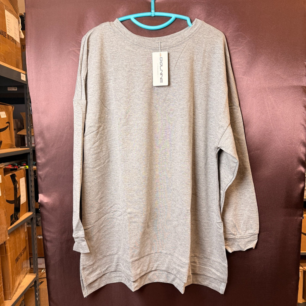 DOLNINE Plus-Size 14W-16W Womens Casual Sweatshirt Top Side Slit Pullover Shirt