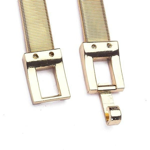 Set of 2 MSRP $26 Tanpie Women's M Skinny Waist Belt Gold & Silver Tone Elasti