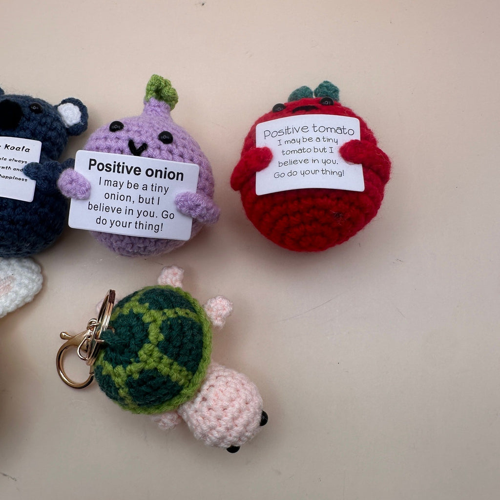 Set of 6 Emotional Support Crochet Fruits, Veggies & Animals, Amigurumi, Funny
