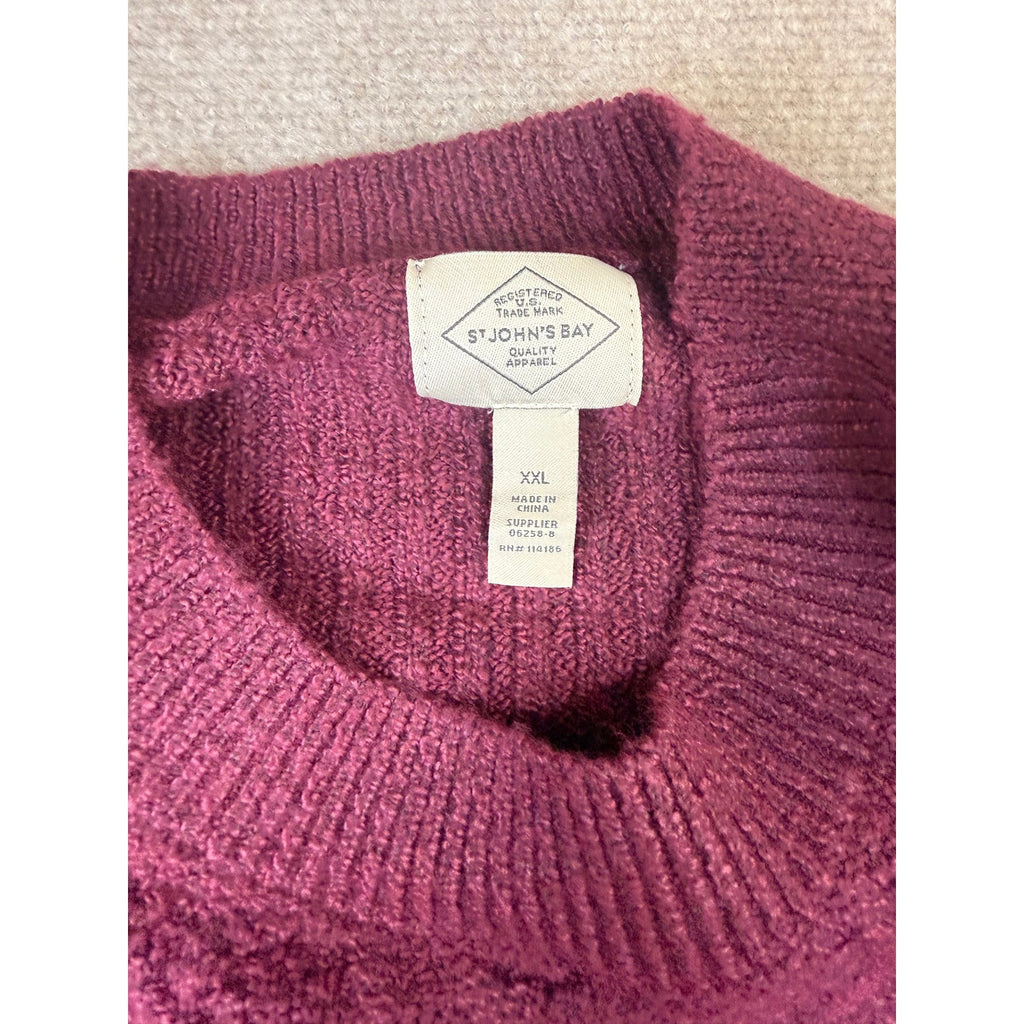 MSRP $38 St. John's Bay Womens XXL Deep Ruby Crew Neck Pullover Sweater Long S