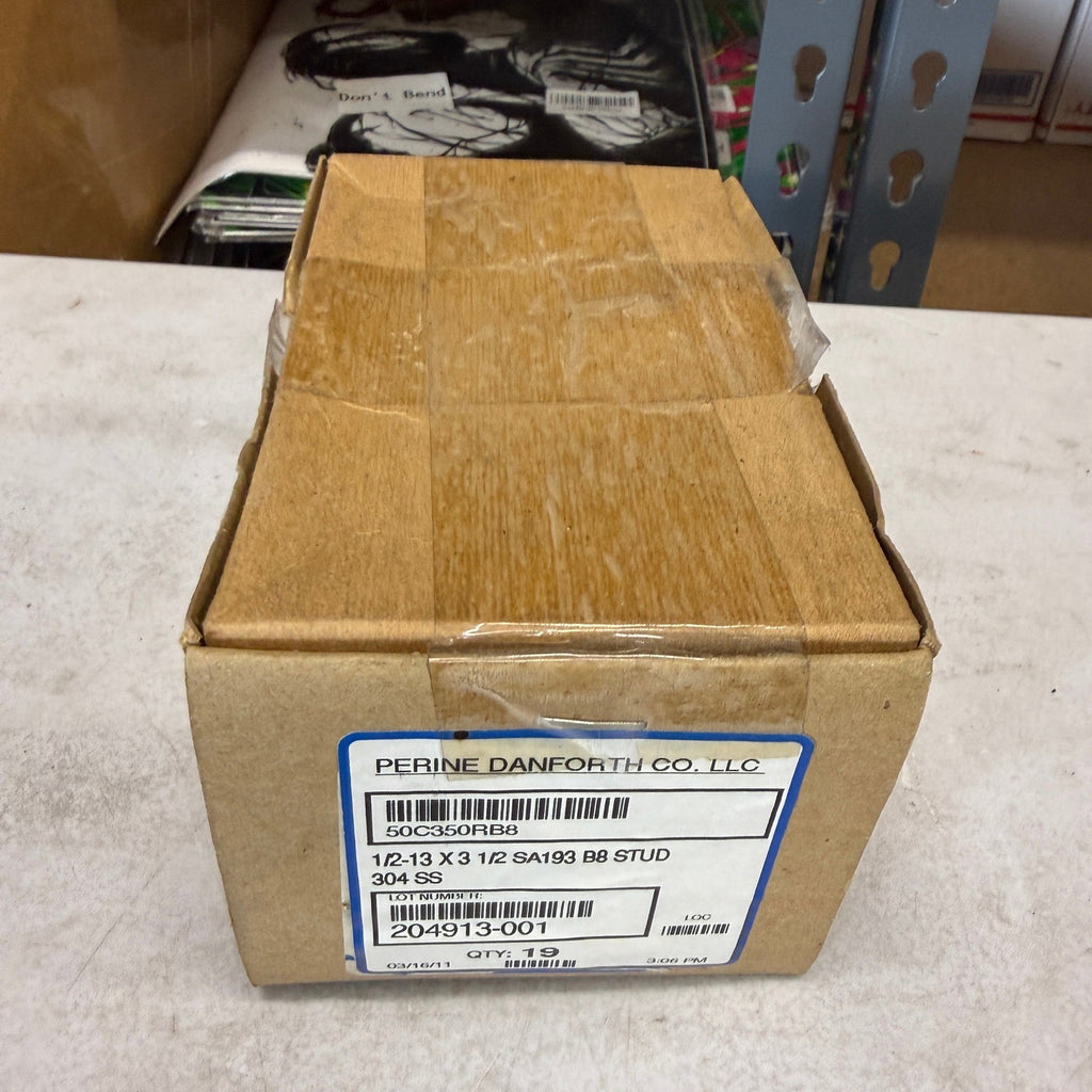Pack of 19 Perine-Danforth 1/2-13 x 3-1/2 SA193 B8 Stud 304 Stainless Steel