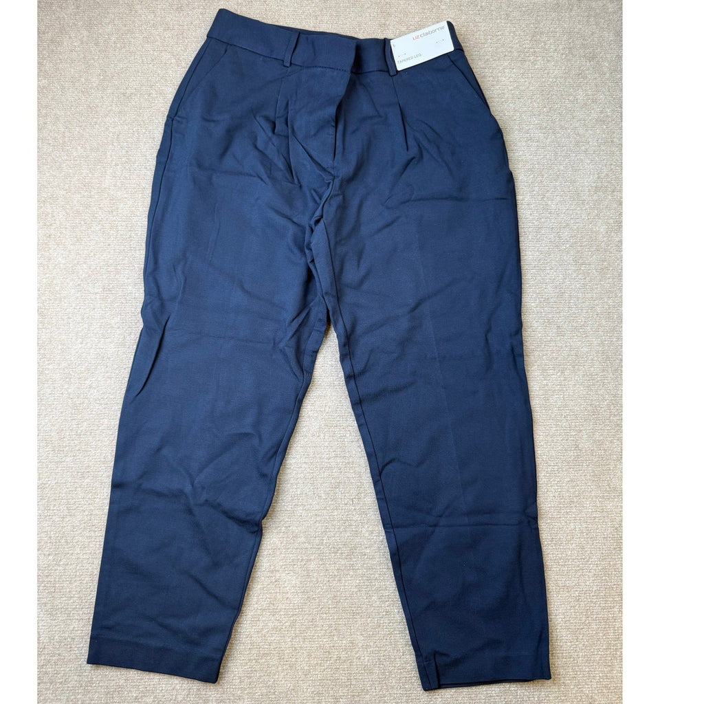 MSRP $58 Liz Claiborne Womens 6 Signature Navy Tapered Leg Trouser Pants