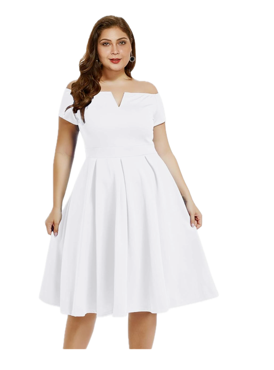 LALAGEN Women's Plus 4XL Vintage 1950s Party Cocktail Wedding Swing Midi Dress