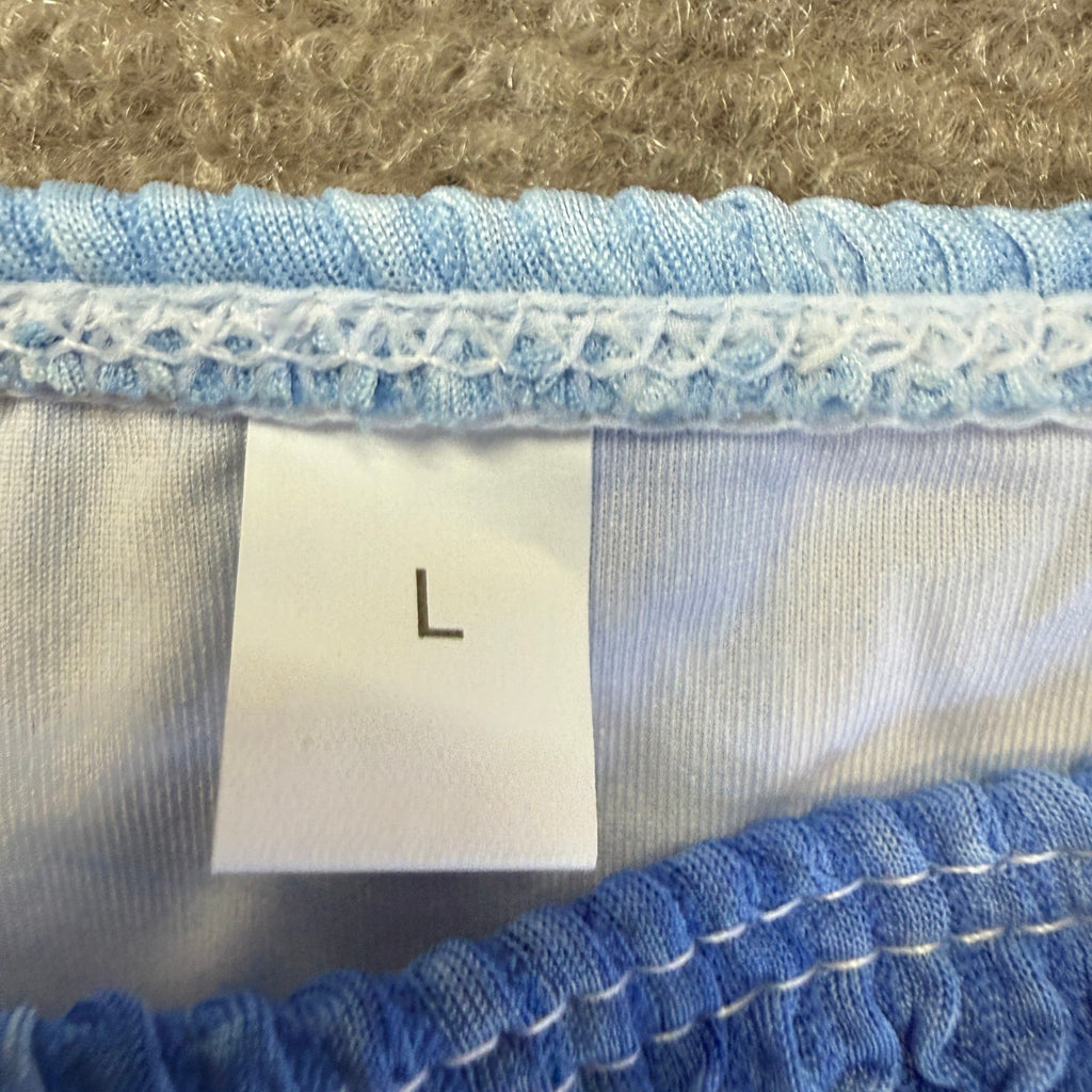 MSRP $39 Fanuerg Women's L Blue Tie Dye Ribbed Bikini Set Two Piece Bathing Sui