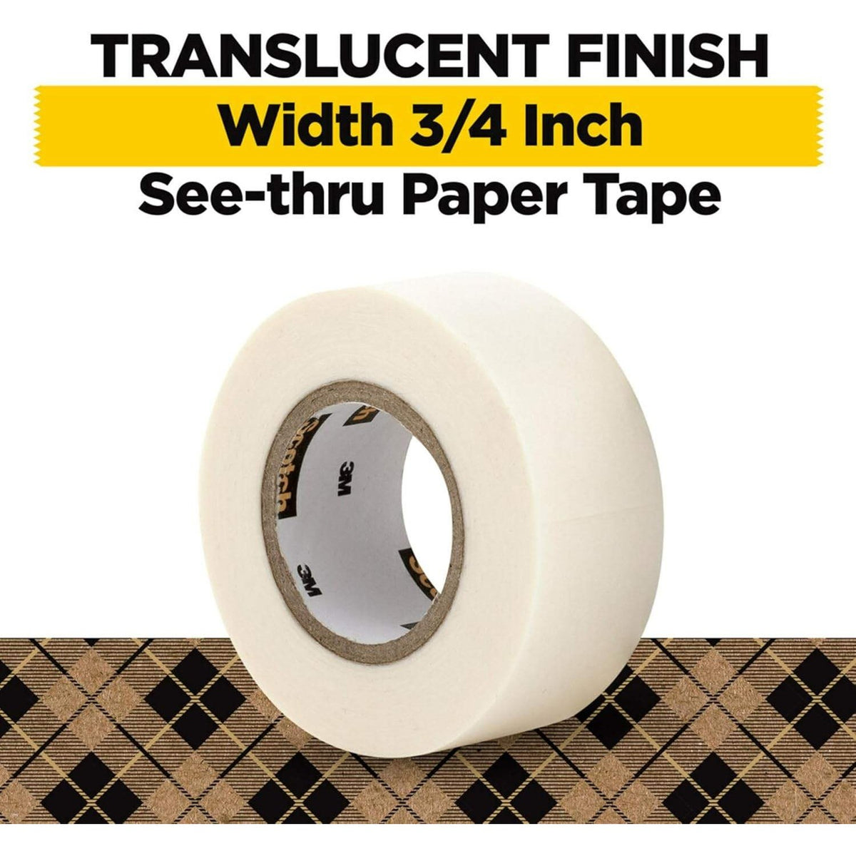 16 Packs of 2 Scotch Paper Tape Writable, Translucent 3/4 in x 600 in, White