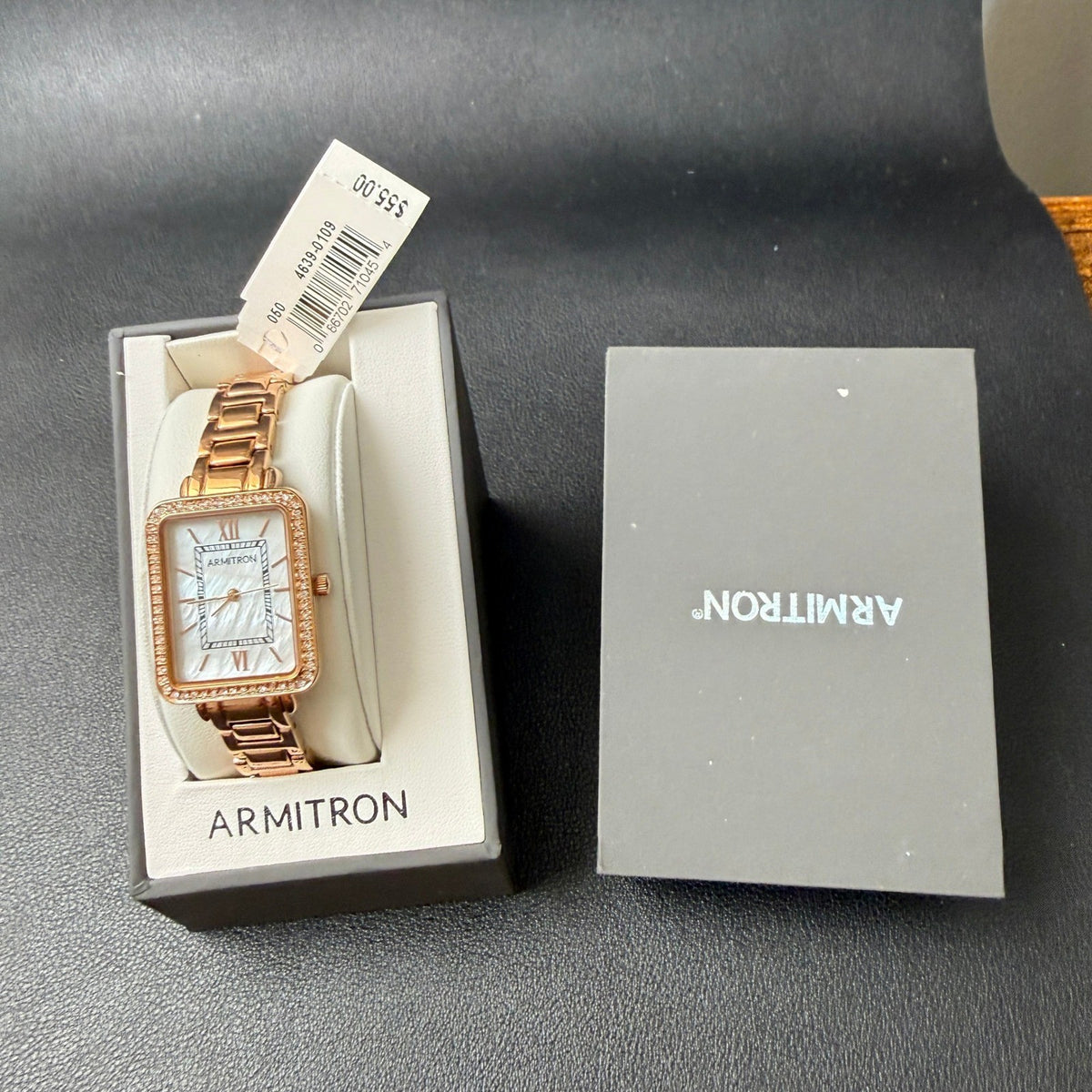 MSRP $55 Armitron Women's 75/5841RG Rose Gold Crystal Accented Bracelet Watch