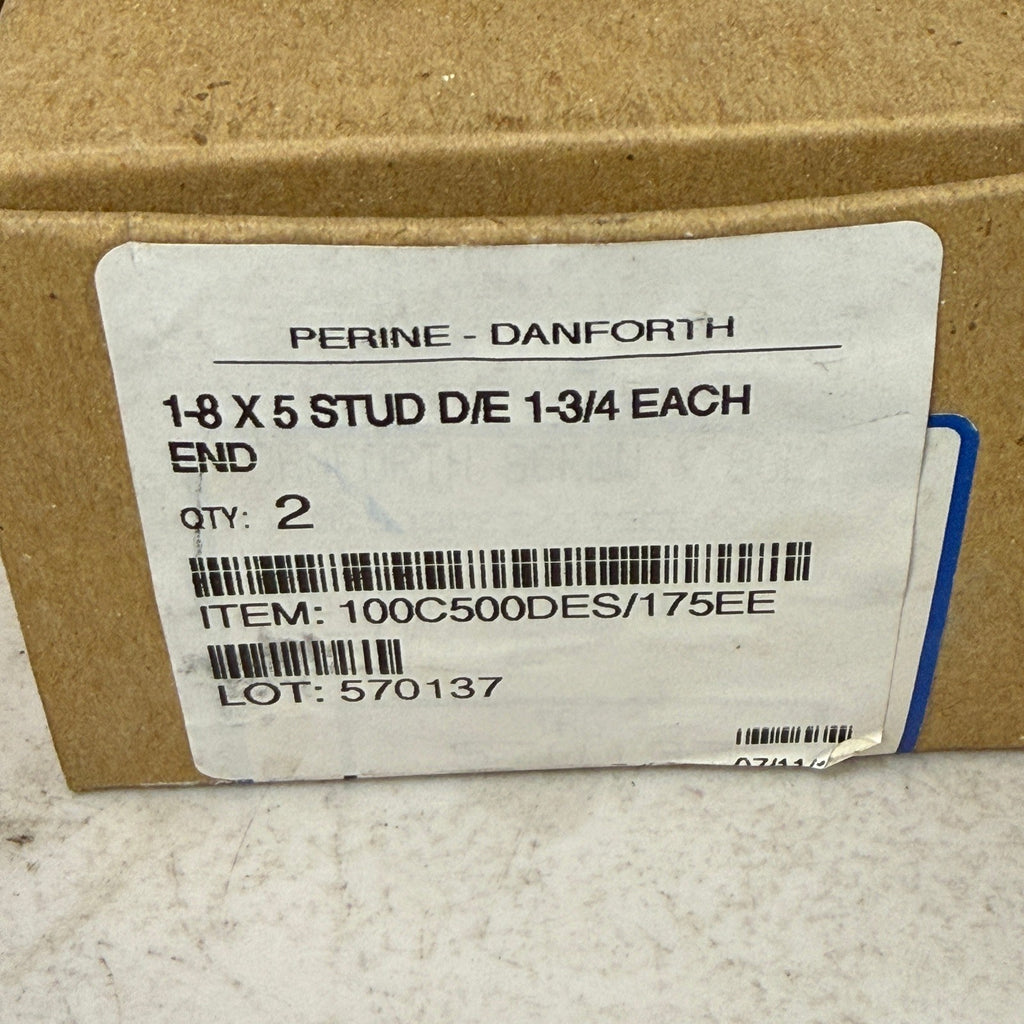 Pack of 2 Perine Danforth 1-8 x 5" Double End Stud 1-3/4 Each End