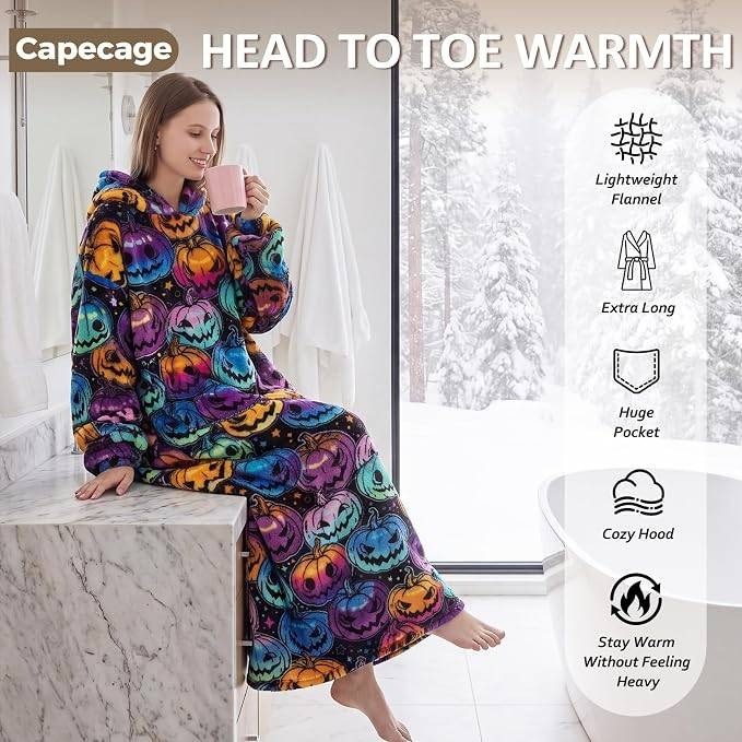 MSRP $36 Capecage Pumpkin Long Wearable Blanket Hoodie with Big Pocket