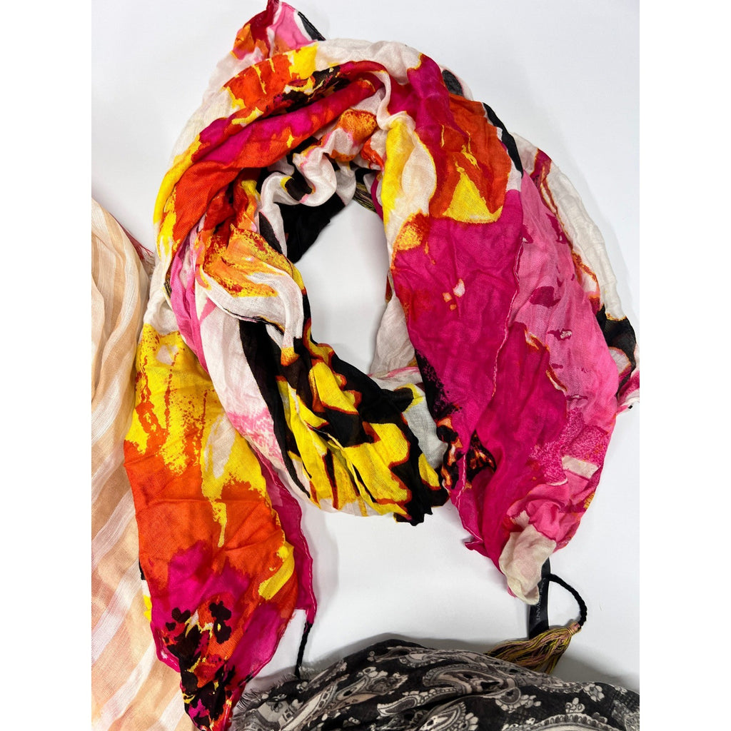 Set of 3 Women's Lightweight Scarves Colorful Patterns, Fashion Accessories Lane