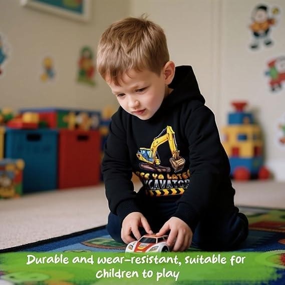 MSRP $26 Lovekider Boys 5Y Black Excavator Hoodies Sweatshirts Fun Vehicle Gra