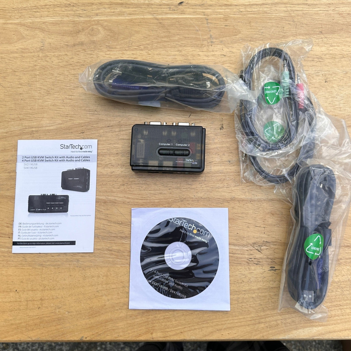 StarTech SV211KUSB 2 Port Black USB KVM Switch Kit with Audio and Cables