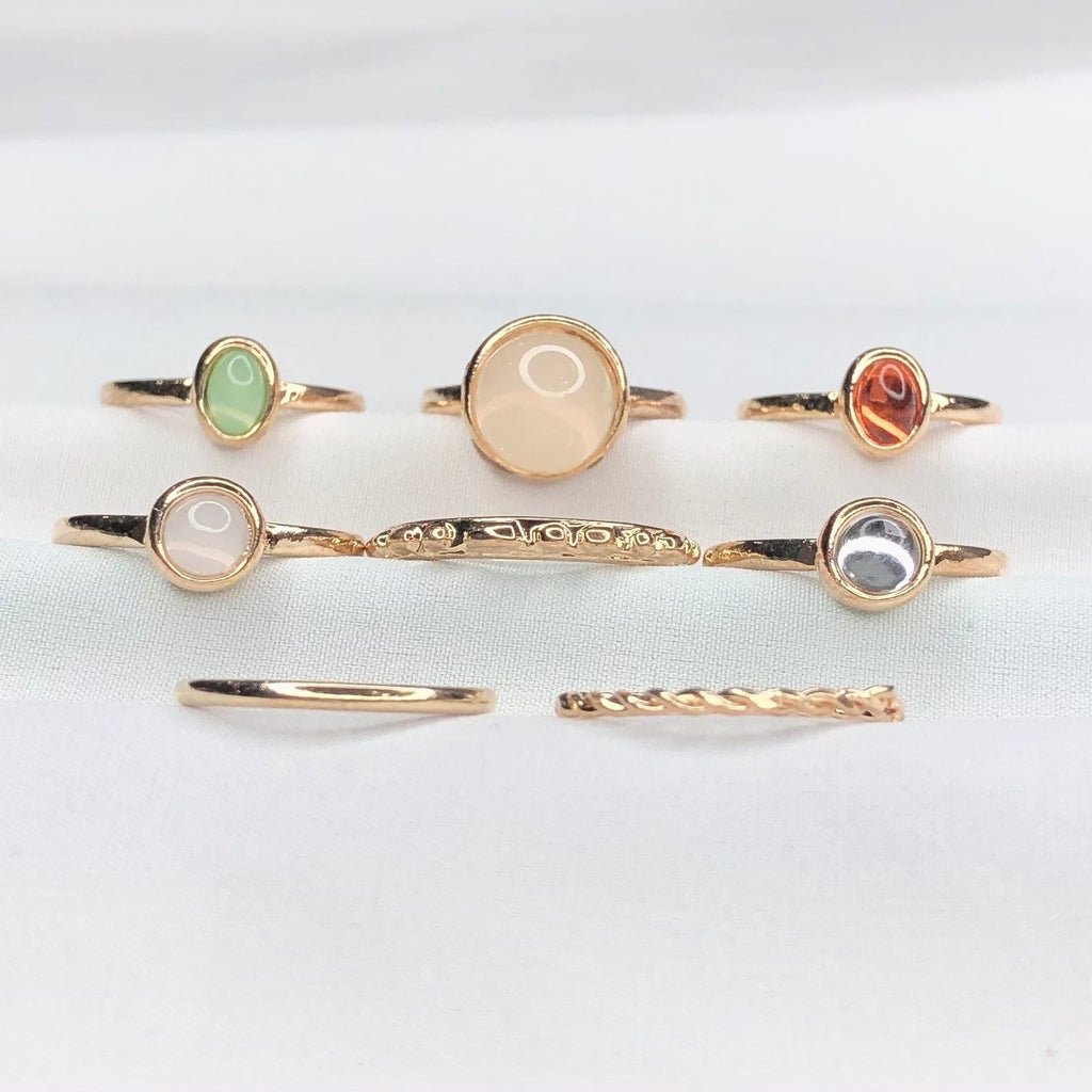 8 pcs Colourful Rings, Crystal Rings, Dainty Ring, Gemstone Rings For Women