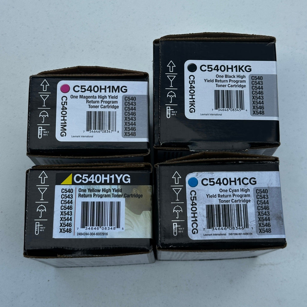 Set of 4 Lexmark C540H1MG C540H1KG C540H1YG C540H1CG Toner Cartridges C540 C543