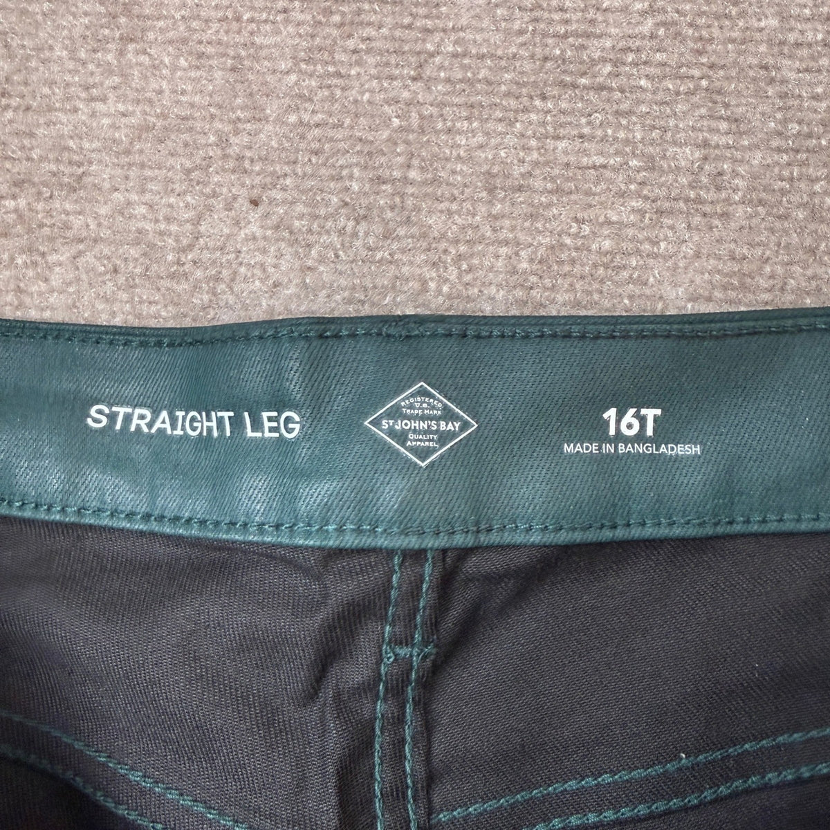 MSRP $60 St. John's Bay Womens 16 Tall Mysterious Green Mid Rise Jeans Straight