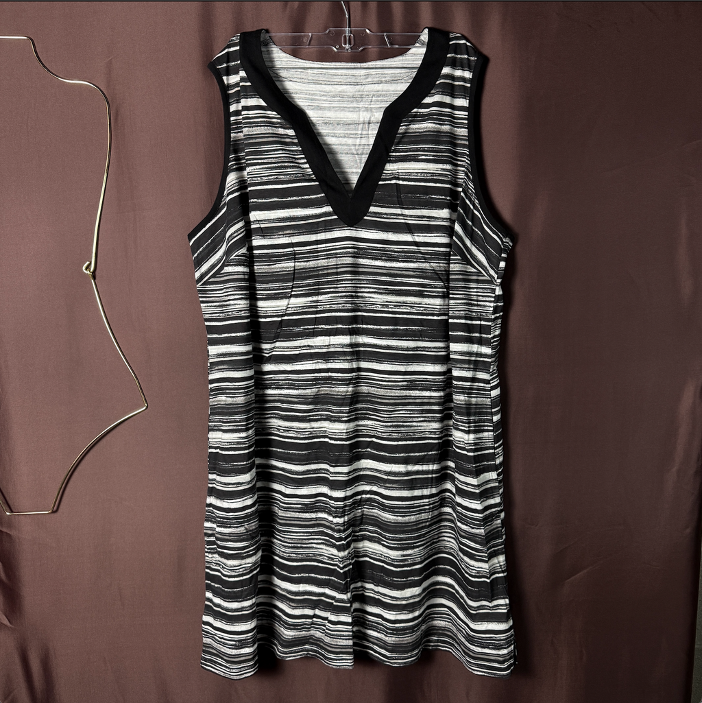 Lands' End Women's L-2X LONG Cotton Jersey Sleeveless Swim Cover-up Dress Print