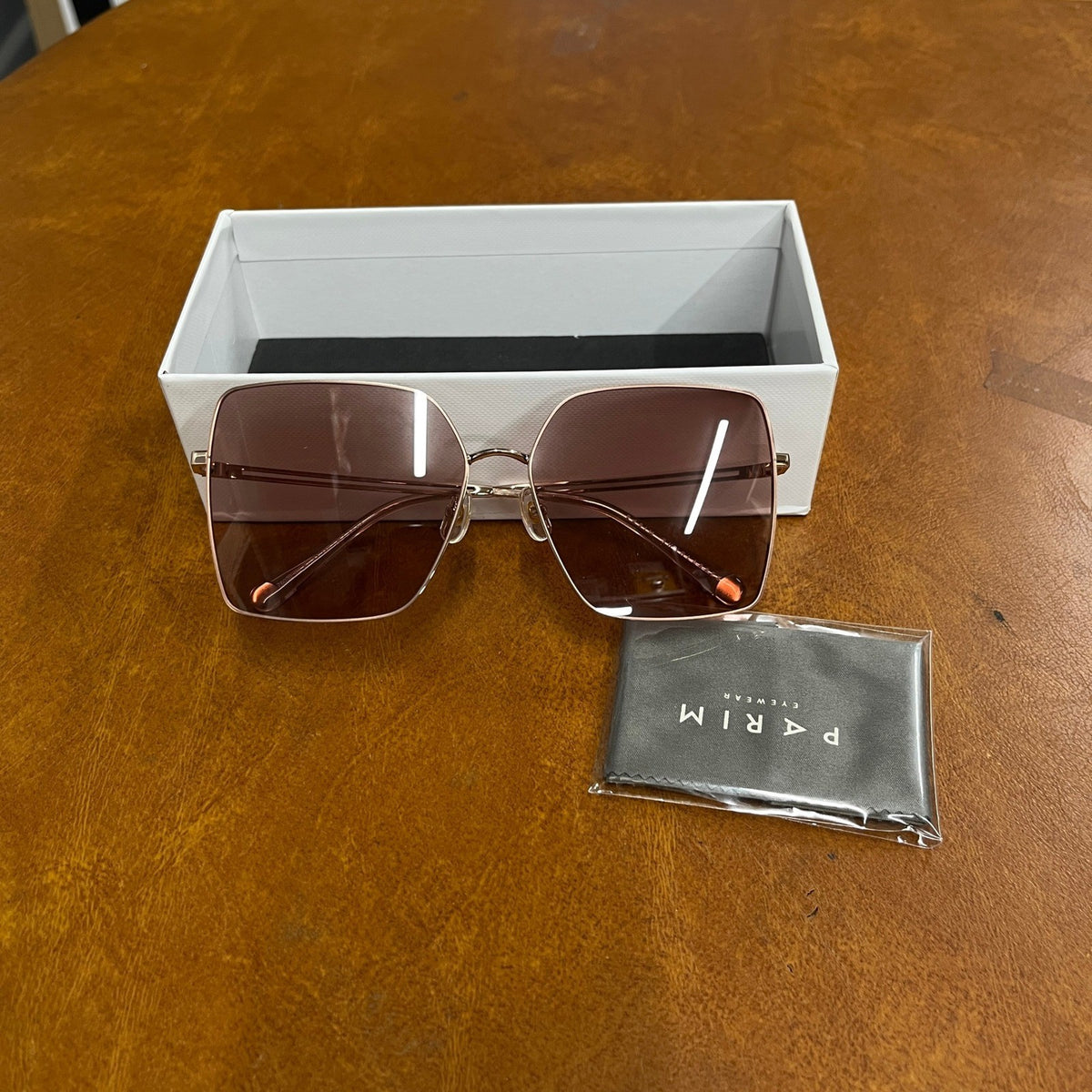 PARIM Eyewear Square Sunglasses Brown Tinted Lenses UV Protection New in Box