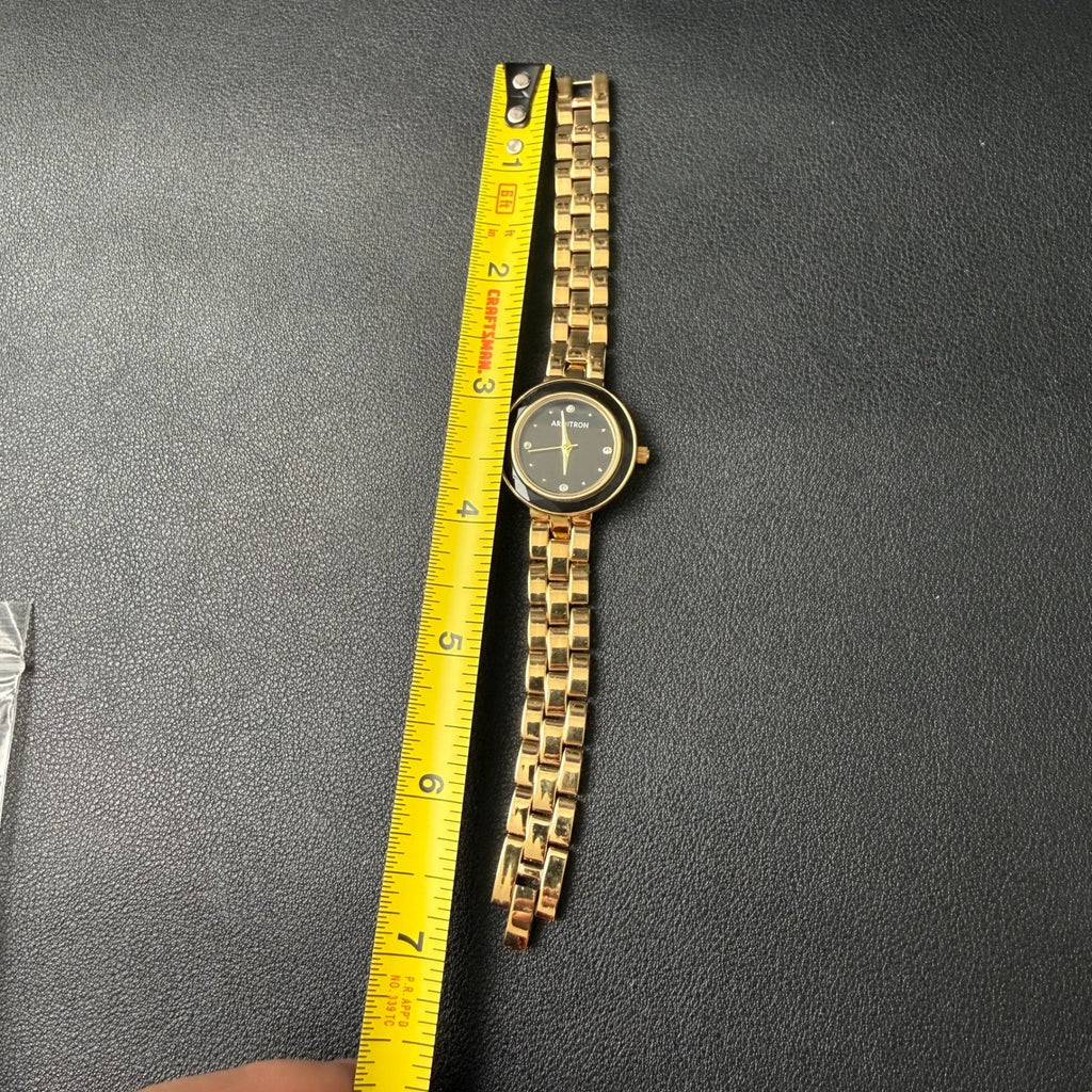 MSRP $70 Armitron 75/5927GP Women's Gold Tone Crystal Accented Bracelet Watch
