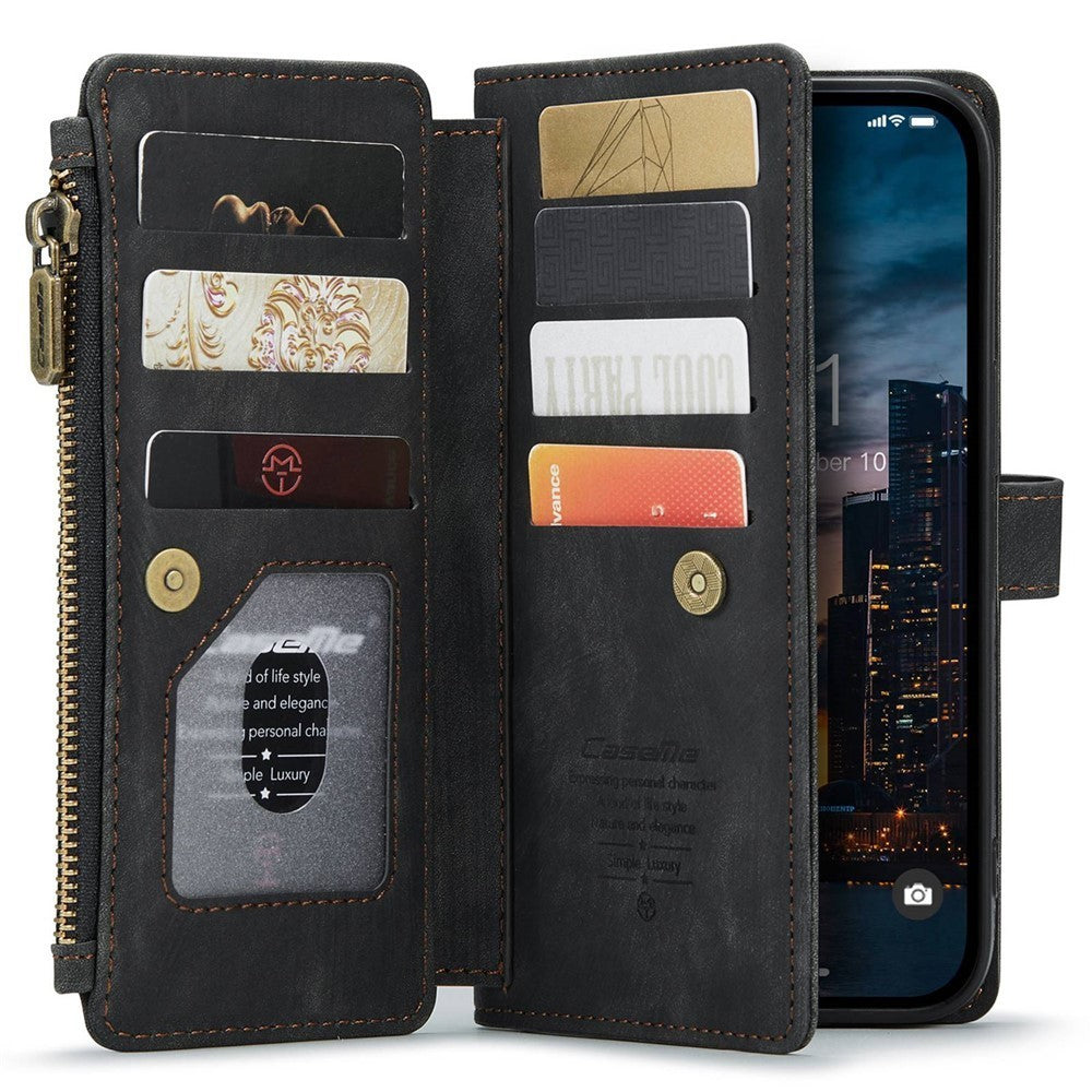 CaseMe C30 For iPhone 14 ProMax Detachable Zipper PU Leather Wallet Case