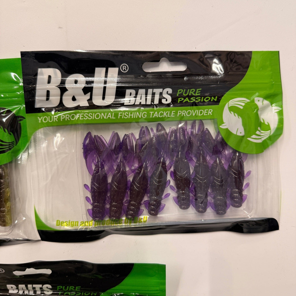 Set of 3 (8 pcs Each) B&U Soft Plastic Floating Craw Baits Bass Fishing Lures