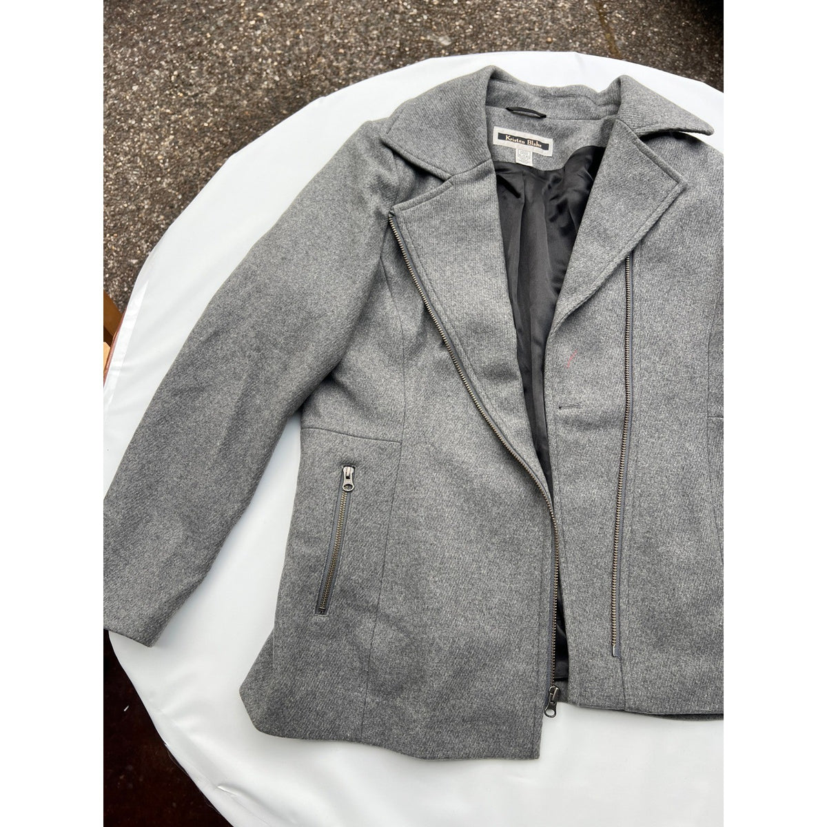 NWT Kristen Blake Jacket Women's XL Heather Grey Coat Wool Asymmetrical Zip