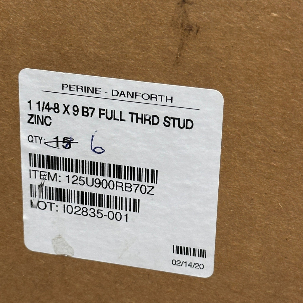 Pack of 6 Perine-Danforth 1 1/4-8 x 9 B7 Full Thread Stud Bolts Zinc