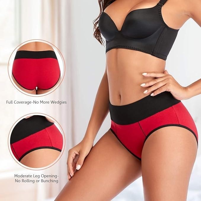 Set of 6 MSRP $23 Eiggam XXL Underwear for Women Cotton High Waist Panties Full