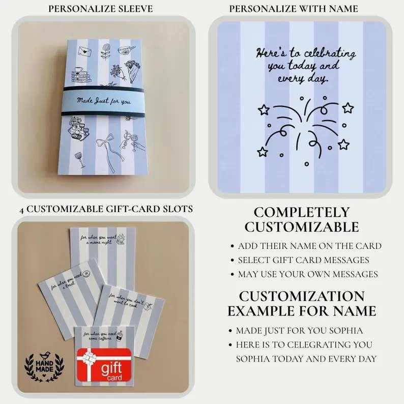 Set of 4 Pink Handmade Birthday Gift Card Booklet, Waterfall Gift Card Holder
