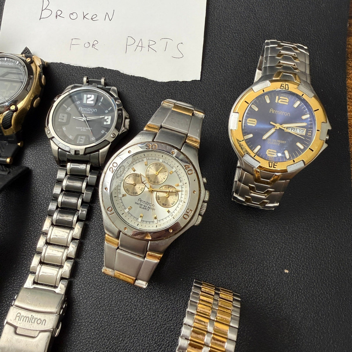 Set of 6 Armitron Men's Watches Analog & Digital Mix BROKEN FOR PARTS