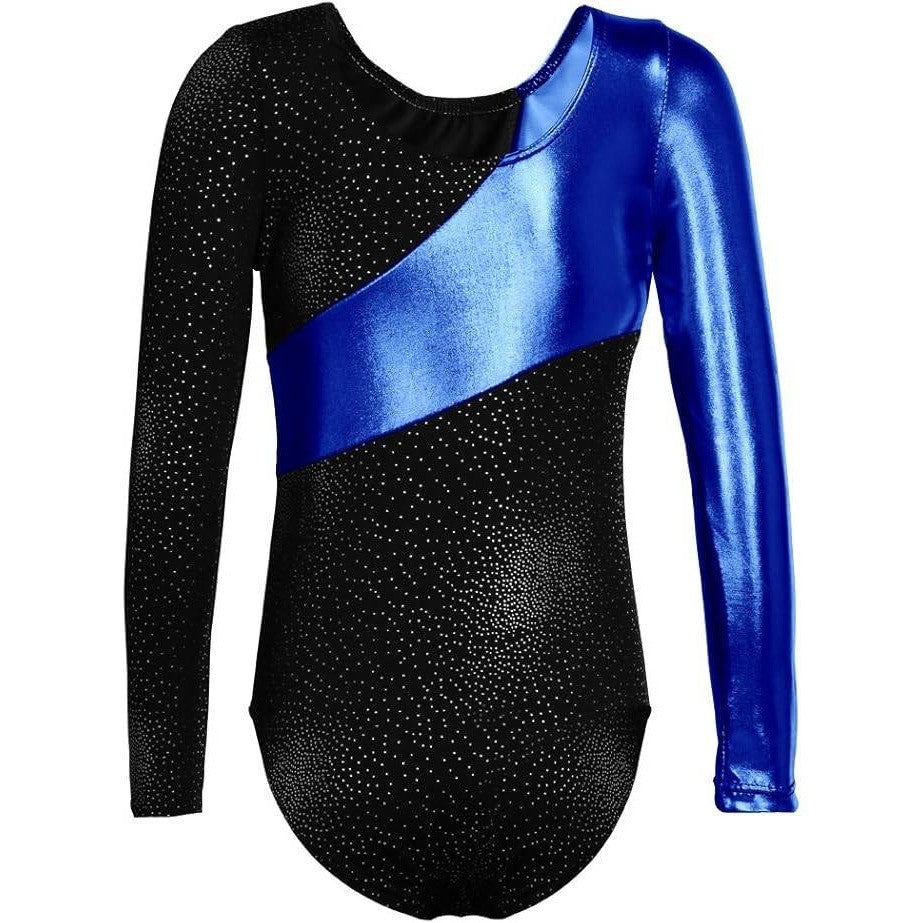 MSRP $18 DAXIANG Blue/Black 140 (7-8Y) Long Sleeve Gymnastics Leotards for Gir