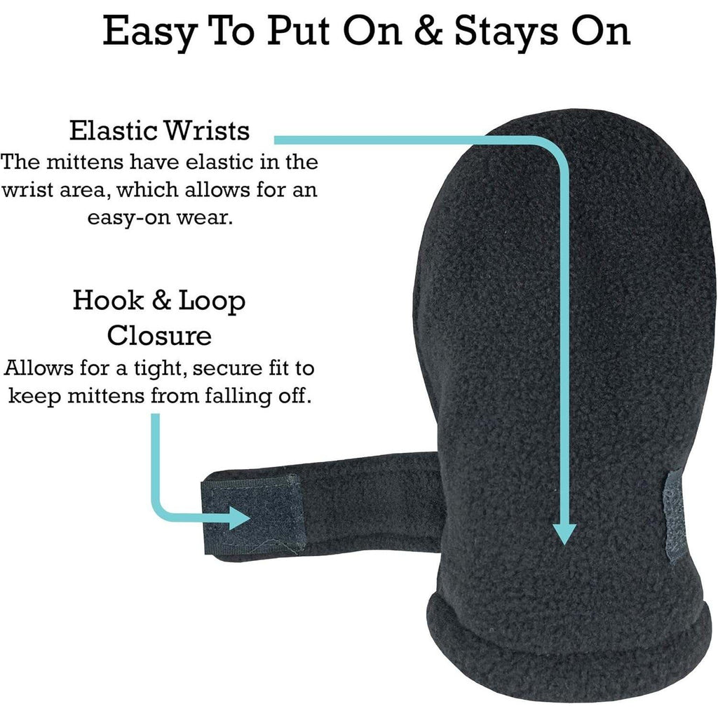 MSRP $18 N'Ice Caps 2 Pairs Black/Charcoal 6-18 Months Baby Mittens Fleece Glove