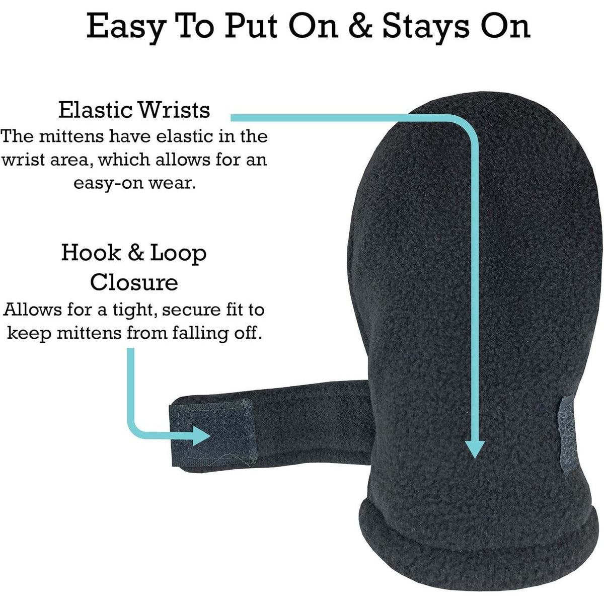 MSRP $18 N'Ice Caps 2 Pairs Black/Charcoal 6-18 Months Baby Mittens Fleece Glove