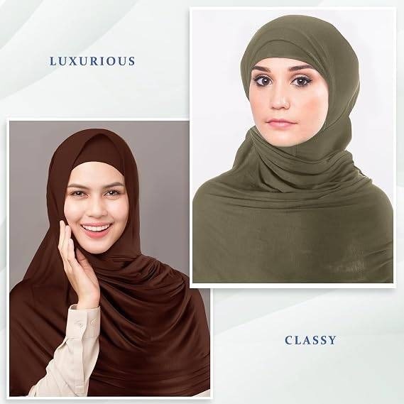 Set of 2 MSRP $23 Handepo Women's Coffee, Army Green Instant Hijab Jersey Muslim