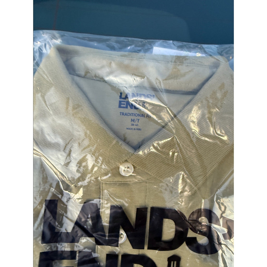 Set of 2 Lands' End Men's M Tall Cotton Polo Shirt Long Sleeve Traditional Fit