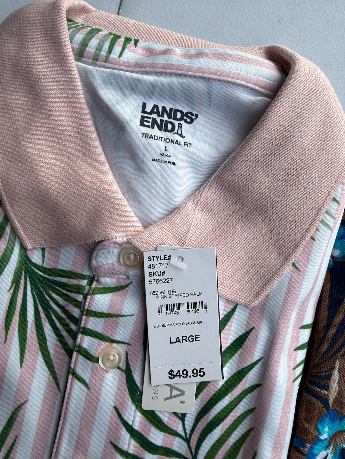 2 Pack Lands' End Polo Mens Large Traditional Fit Cotton Brand New