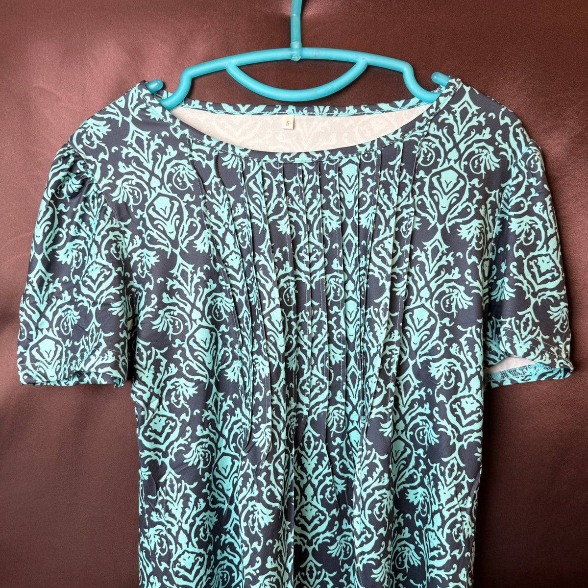 Women's S Short Sleeve T-Shirt Trendy Pleated Tee Blouse Dressy Casual Scoop Nec