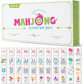 Virora Mahjong Mini Mahjong Set for Kids & Beginners, Green Portable Travel Mah