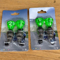 Lot of 2 LED Diamond Gem Green Tire Wheels Valve Stem Caps Car Truck Bike Moto