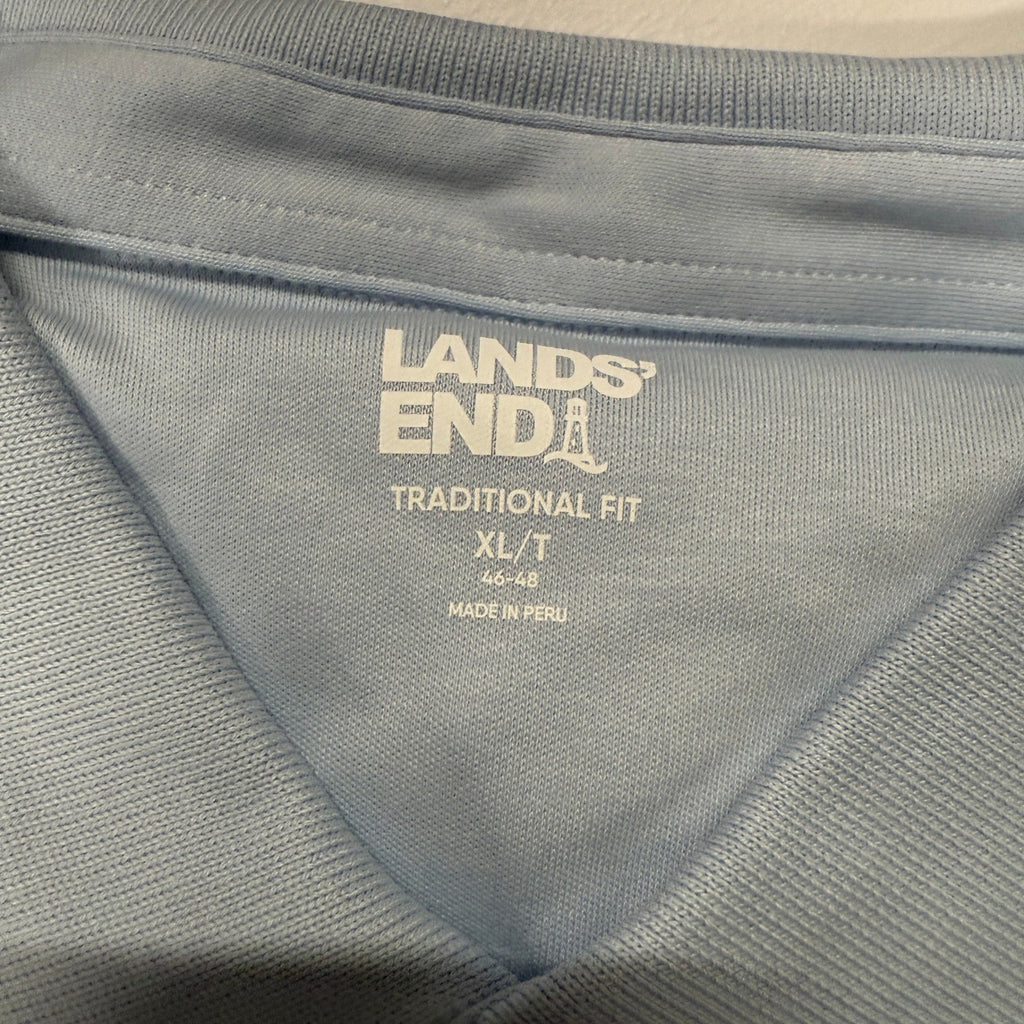 2 Pack Lands' End Mens XL/T Rich Coffee, Soft Blue Haze Polo Shirt Short Sleeve