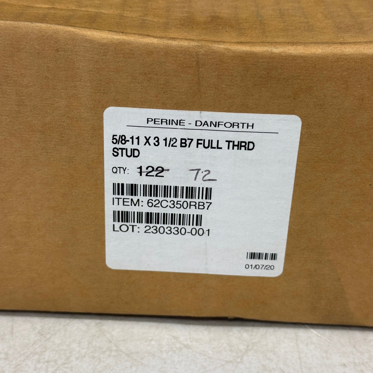 Pack of 72 Perine-Danforth 5/8-11 x 3-1/2 B7 Full Thread Stud
