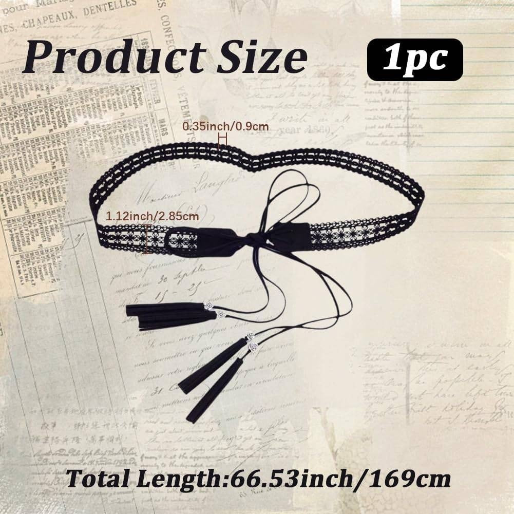 CALFOVERA 66.54 x 1.12" Woven Tassel Belt for Women PU Leather Bohemian