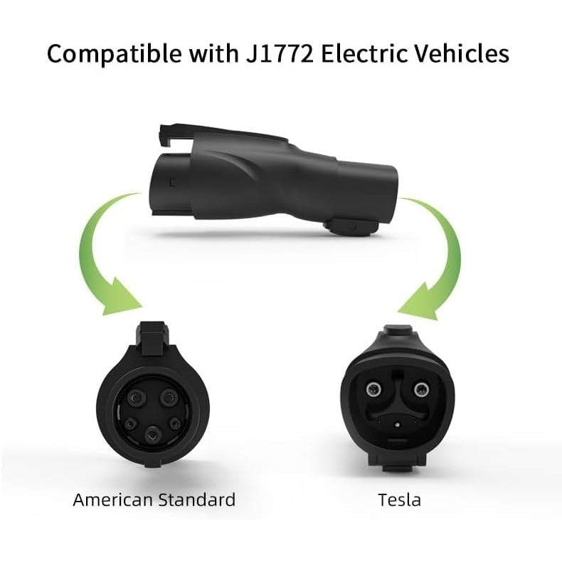 Tesla to J1772 Charging Adapter Black Max 60Amp, 250V Electric Vehicle EV Charge