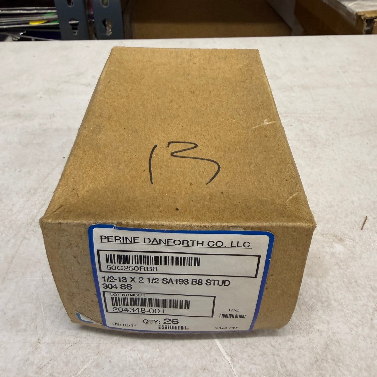 Pack of 26 Perine-Danforth 1/2-13 x 2-1/2 SA193 B8 304 Stainless Steel Stud