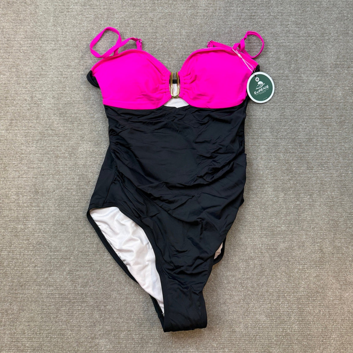 MSRP $49 Eomenie Women's M One Piece Swimsuit Tummy Control U Wire Ruched