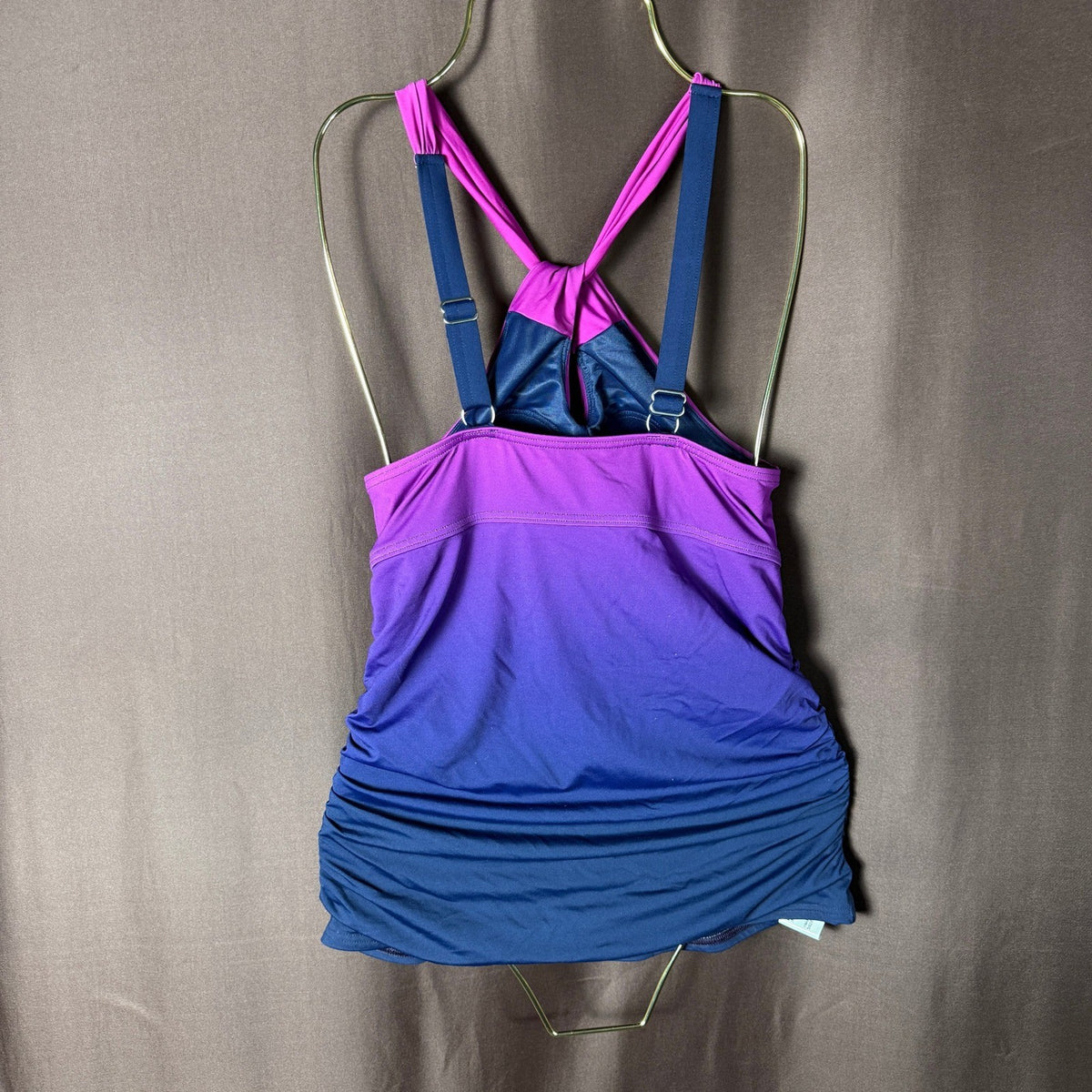 Lands' End Women's XS LONG High Neck Multi Way Tankini Swimsuit Top Violet Rose
