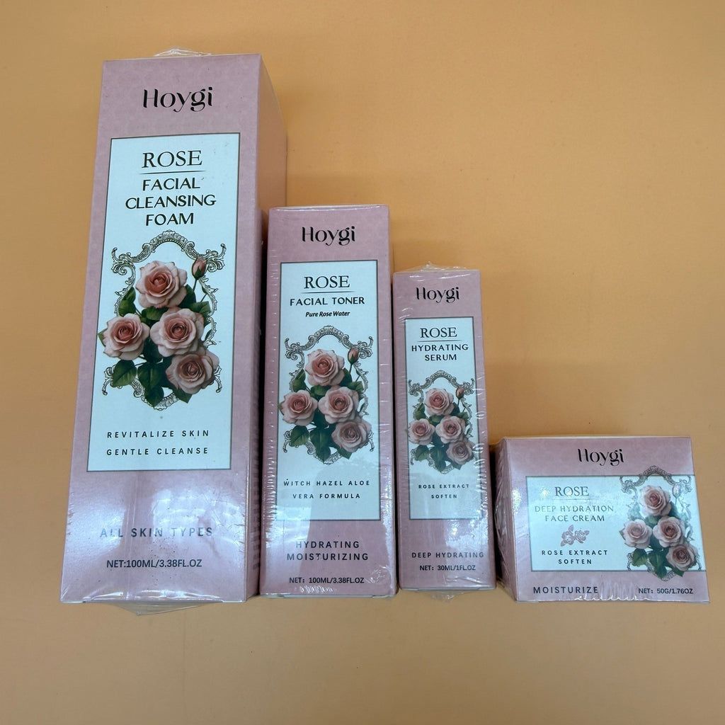 Set of 4 Hydrating Face Care Serum, Cleanser Foam, Toner, Cream, EXP 02/2027