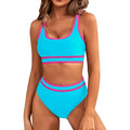 MSRP $39 BMJL Women's M Blue High Waisted Bikini Set Sporty Two Piece Color Blo